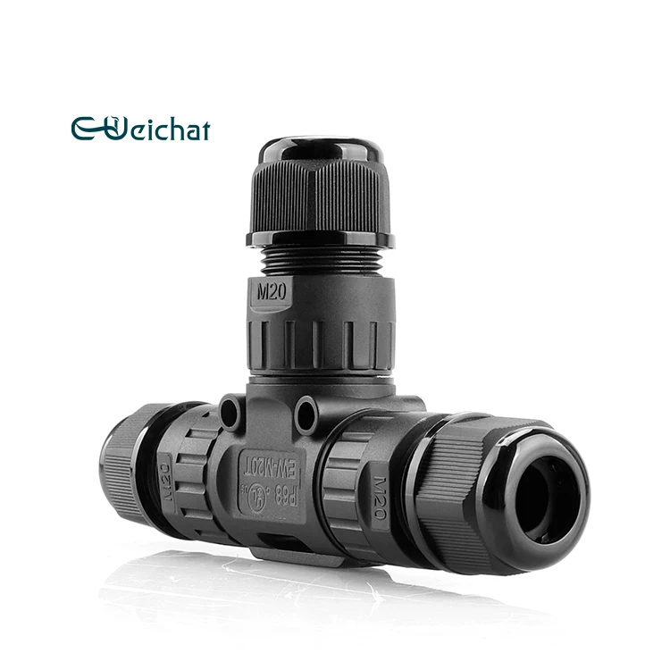 E-weichat 2/3/4 PIN T Shape Wire Connector IP68 Waterproof External Electrical Power Cable Connector, M20T Easy Installation