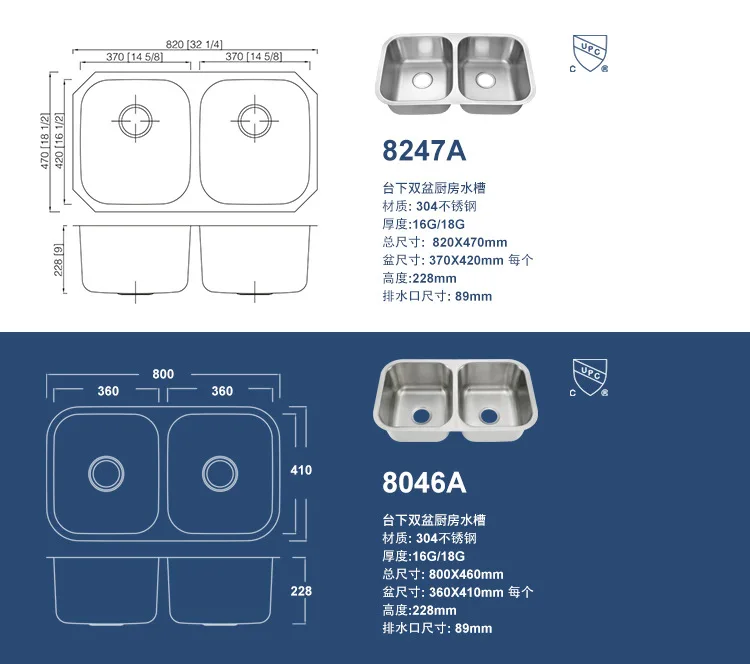 Handmade Stainless Steel Sink No Fading Double Bowl Undermount Waterfall Kitchen Faucet Kitchen Sink