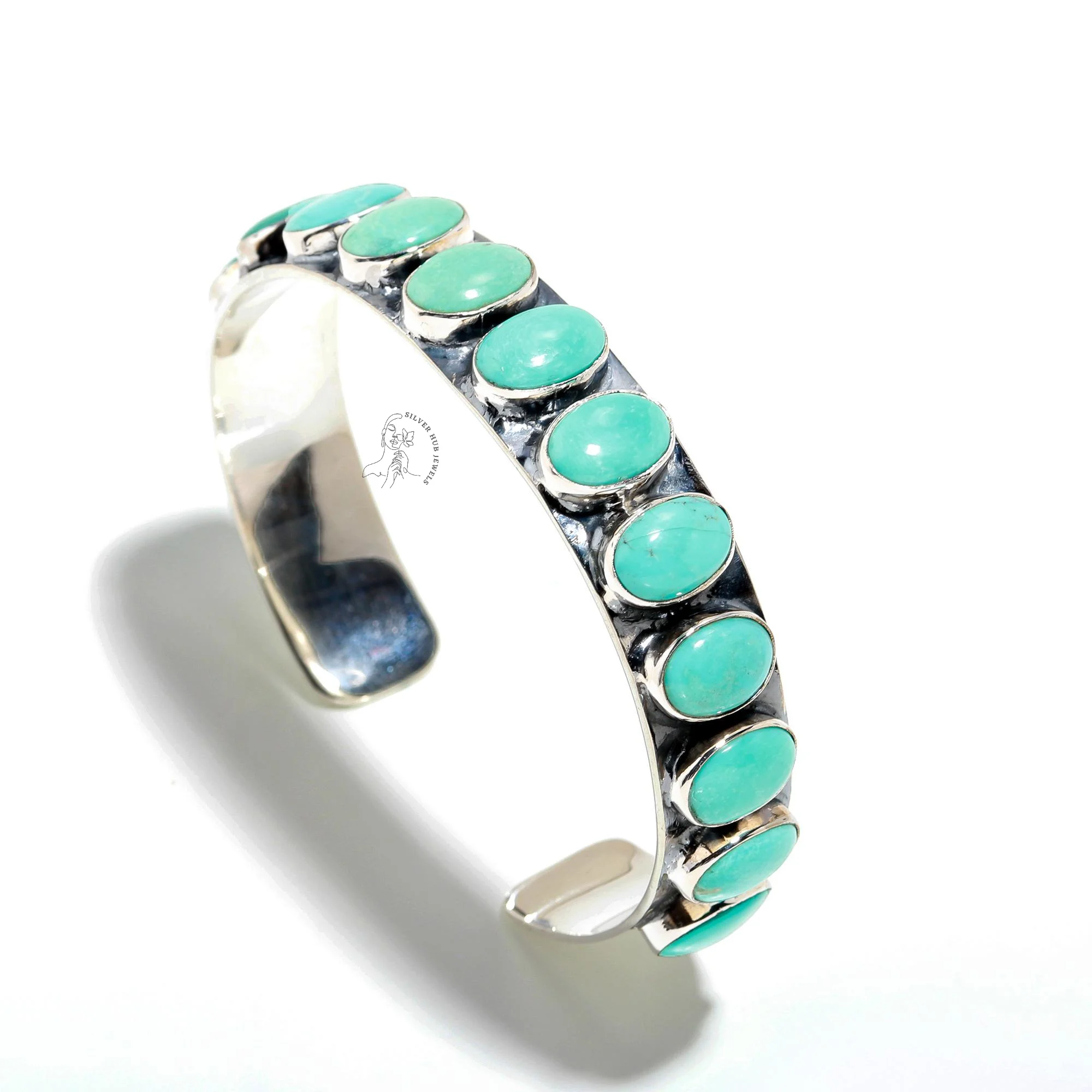hot selling natural Arizona Sleeping Beauty Turquoise gemstone bangle 925 solid sterling silver bangle design for women