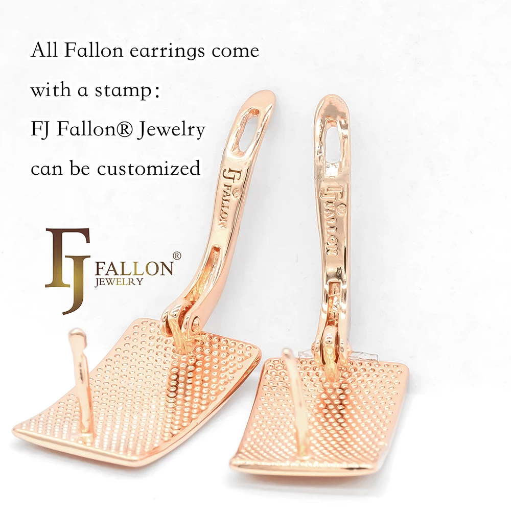 F92203100 FJ Fallon Fashion Jewelry Pearl Earrings Plated in 585 Rose Gold Two Tone Brass Based