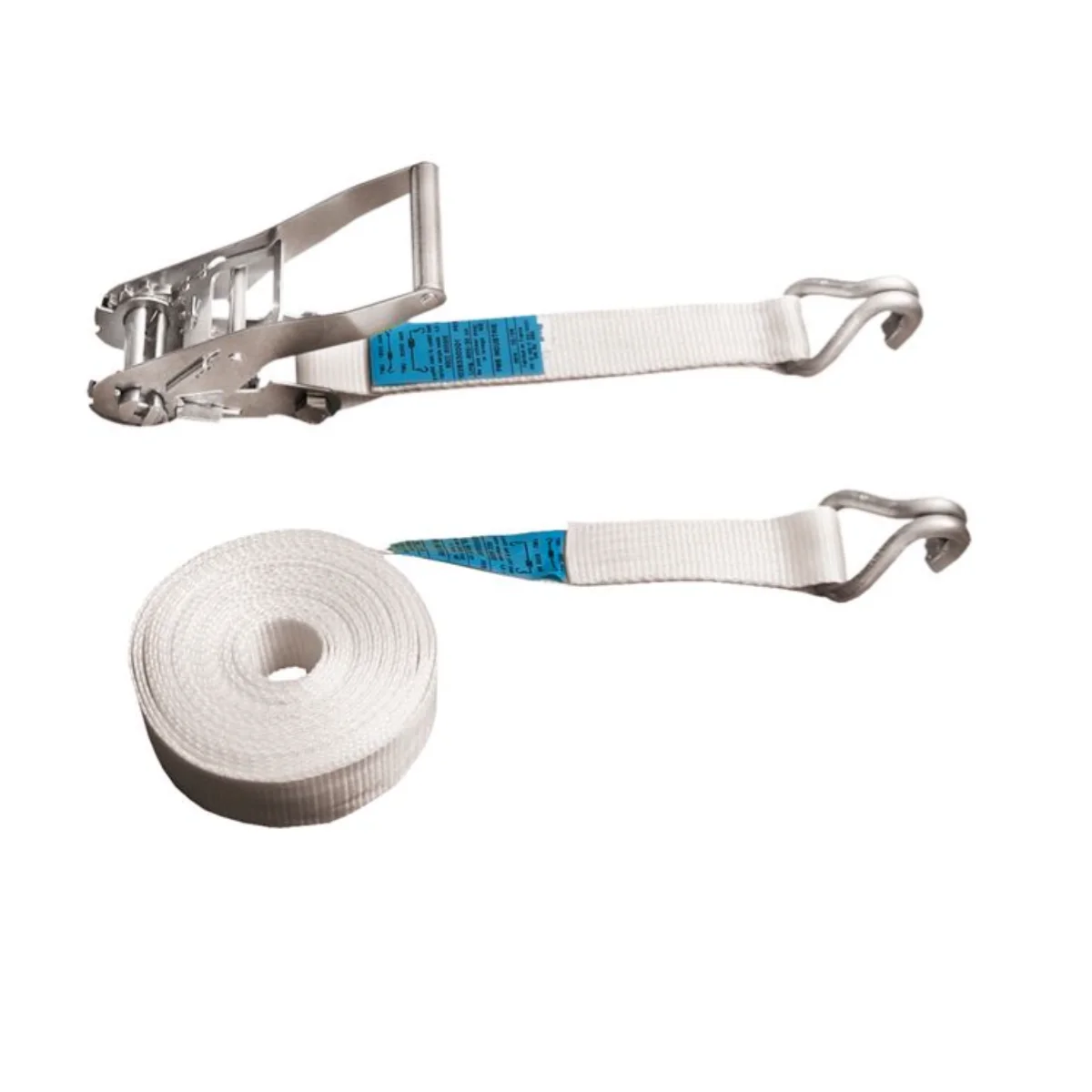 Functional White 25mm Ratchet Straps Tie Downs Polyester Belt with Reliable Metal Hooks for Securing Large Items Made In Vietnam