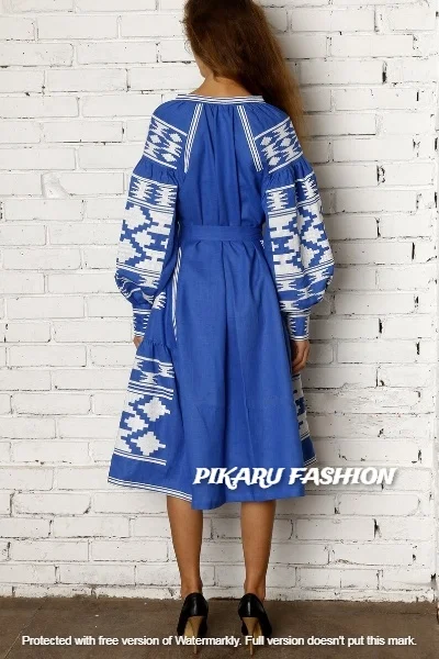 luxury High Quality Linen Artistic Embroidery Ancient Ukrainian Traditional Dress Stunning Beautiful Boho Style Long maxi Dress