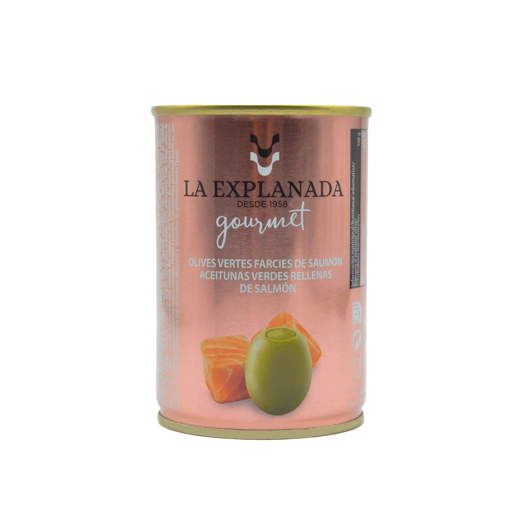 Испанский бренд высокого качества по стандартам зрелости лосося фаршированные зеленые оливки вкусные закуски для коммерческих