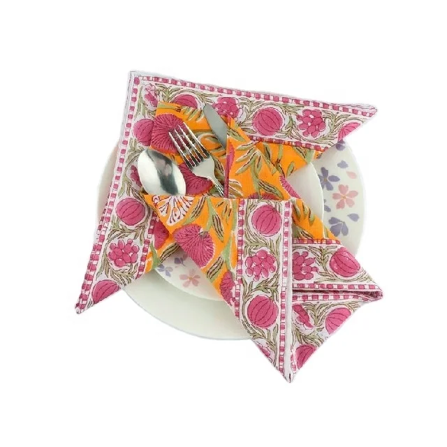 Block Print Napkin 16x16 inches Cotton Boho Table Setting Napkin set Table Decor Set of 6 Cloth Napkins reusable For Home