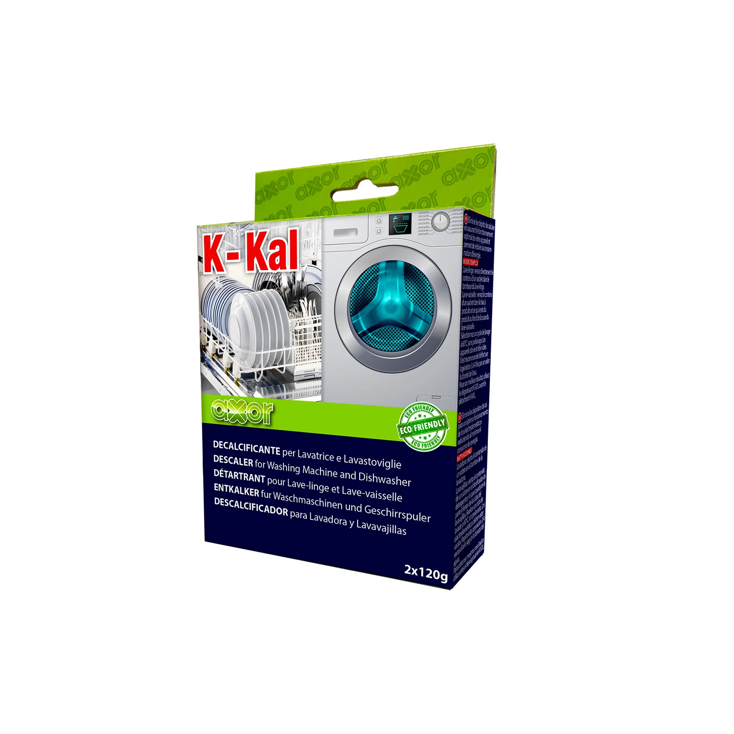 Most Powerful Powder Descaler For Washing Machine K-KAL Pack 2 Sachets 120 g Made In Italy