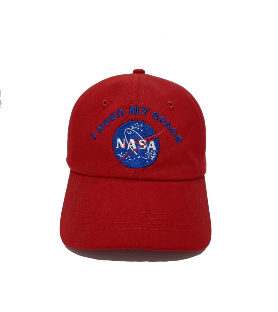 I Need My Space Red Color Embroidered Custom Logo Baseball Hats Curved Brim Adjustable Closures Sport Hats New Arrival Fashion