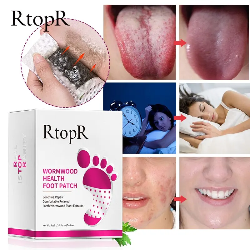RtopR Wormwood Health Body Detox Foot Patch Effective Improve Sleep Quality Organic Detox Beauty Slimming Feet Cleansing Patch