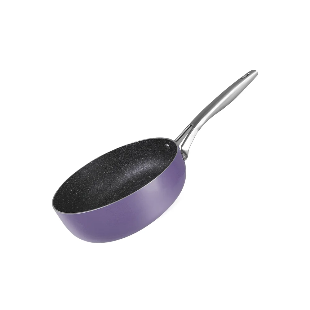 Pressed Aluminum Frypan 20cm , Whitford xylan  coating purple color, 2.8mm thickness with induction bottom
