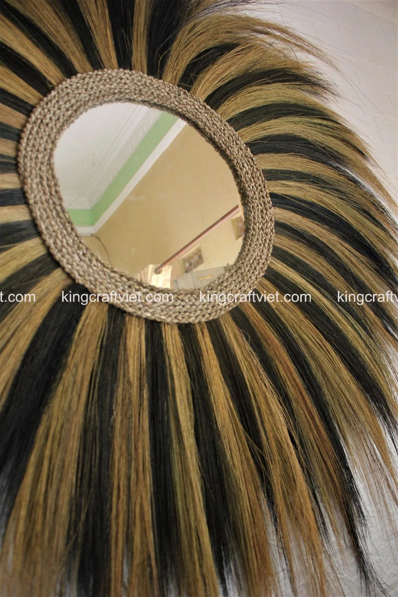 Minimalist Decorative Seagrass Rattan Wicker Wholesale Mirror Wall Hanging Round Antique For Bedroom Living Room in Vietnam