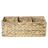Sale 3-Section Water Hyacinth Storage Basket, Set of 2 Decorative Wicker Baskets For Bathroom and Toilet Paper Basket
