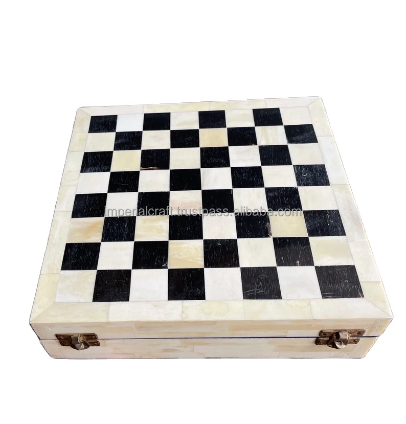 hot selling bone inlay chess board with  handcrafted chess pieces new design folding  and magnetic  chessboard