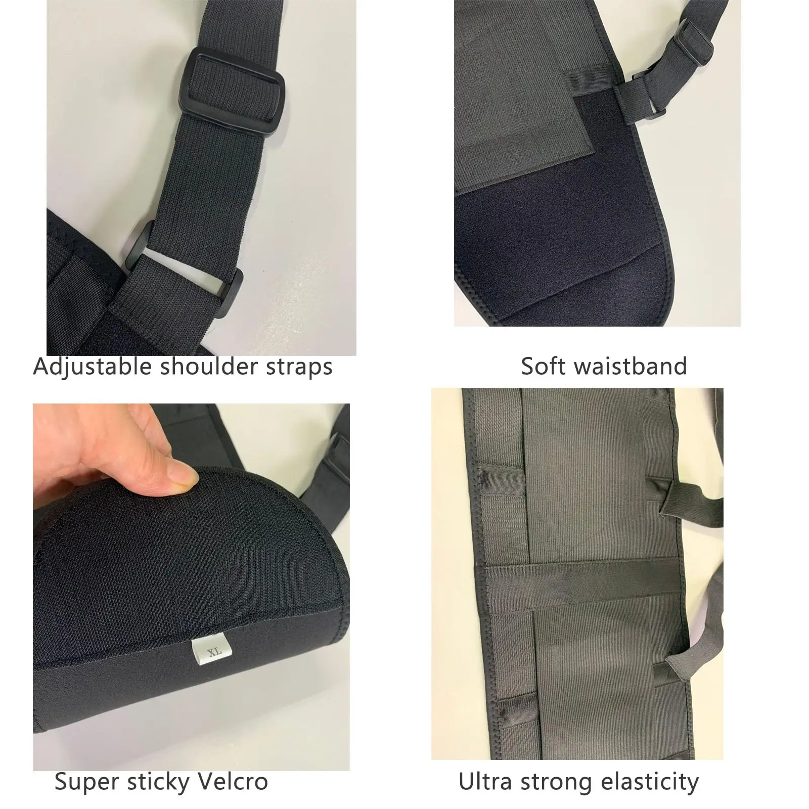 Industrial Work Adjustable Lumbar Support Belt Back Brace Support with Suspenders