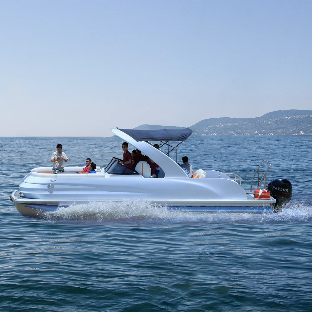 22 Ft Triton Pontoon Boat Aluminium Aluminum Party Leisure 12 Person  Pontoon Boat Pontoon Luxury For Sale With Electric Motor
