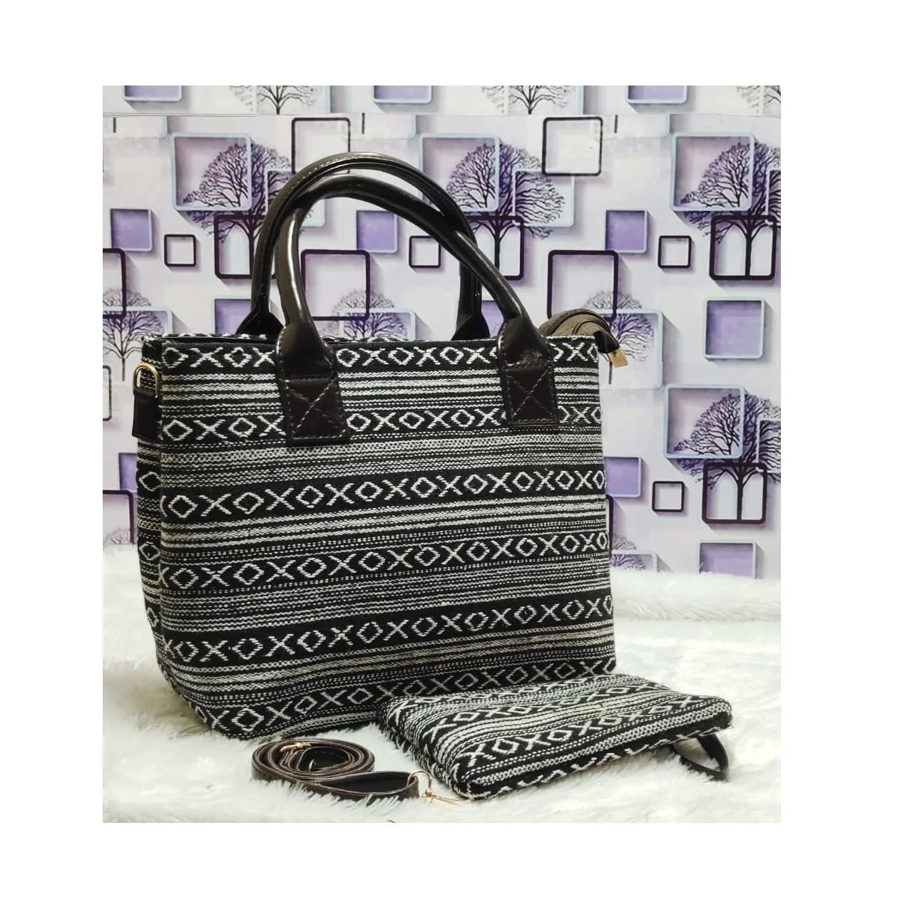 Attractive Design Rugged Handbag for Women Designer Handbags with Detachable Sling Belt Available in Stock from Indian Supplier