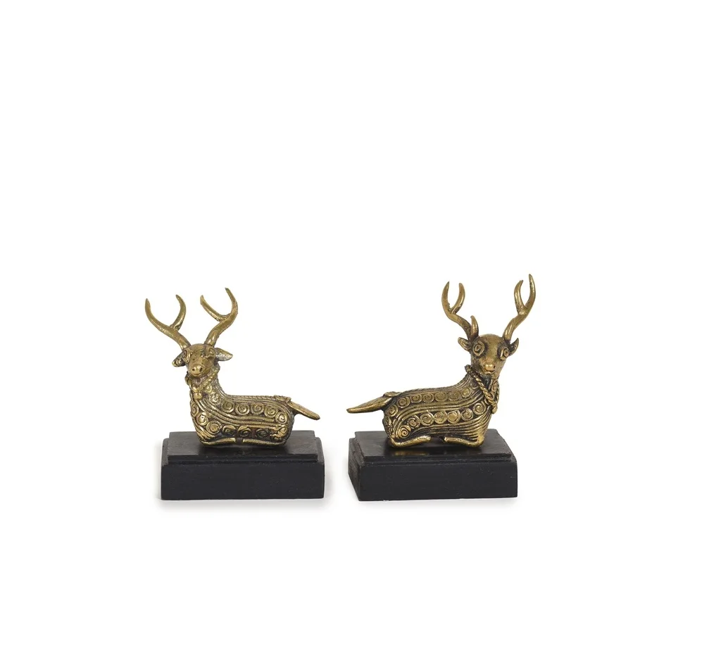 Pure Brass  Hiran (Sweep Deer) Set For Table Decoration Decorative, Dhokra Art