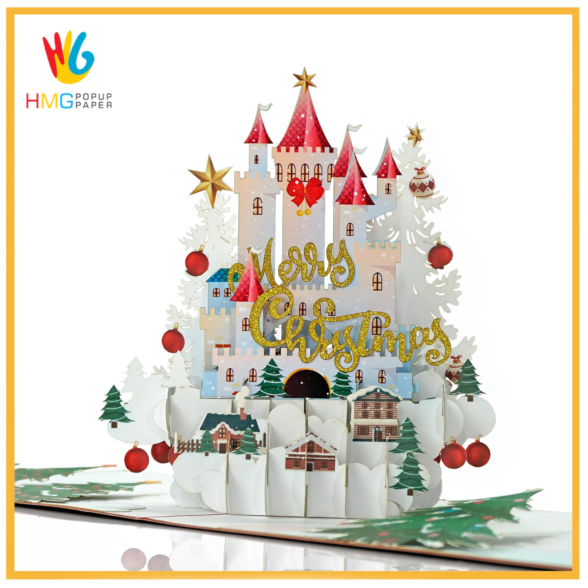 New Model Best Choice Wholesale Bus And Christmas 3D Pop Up Greeting Card Custom Design High Quality and Luxury