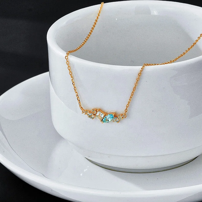New Arrival YINSAKI 925 Sterling Silver Blue Topaz Pendant Necklace 14k 18k Gold Plated Mystic Topaz Necklace