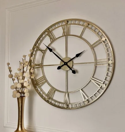 Home Office Round Dial Wall Clock Quartz Gold Polished Clocks Decorative Wedding & Home Decorative Wall Clocks