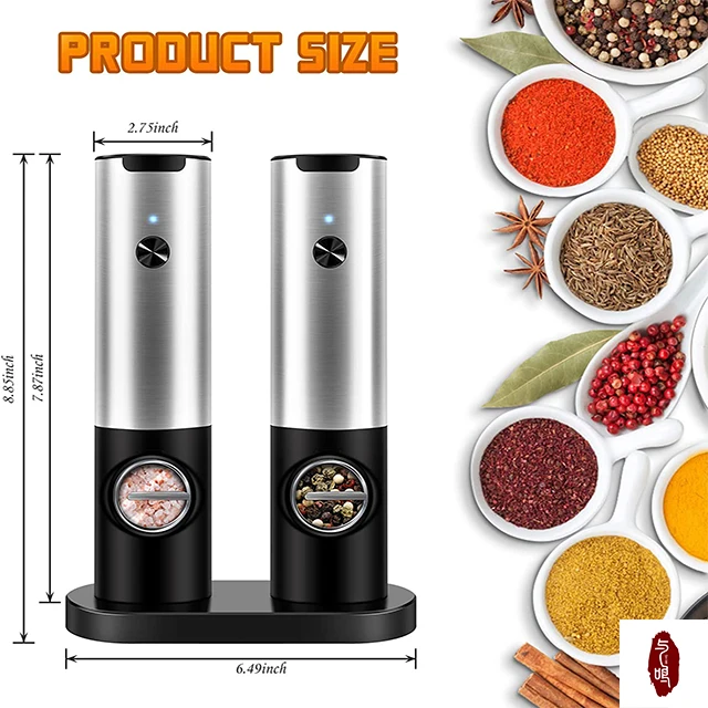 Hot Sell Electric Spice Salt Pepper Grinder Stainless Steel Ceramic Burr