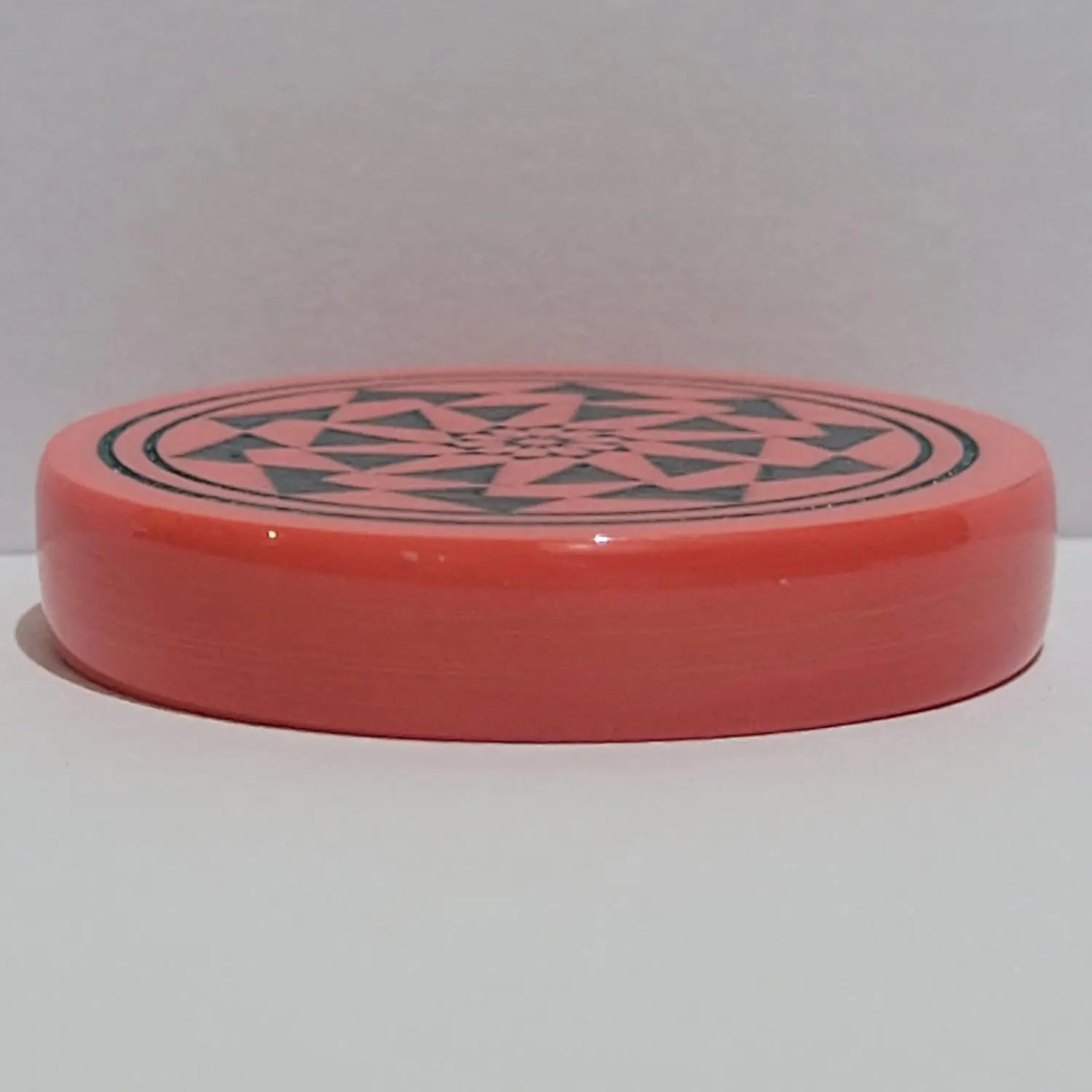 Premium Quality Floral Engraved red and Black Resin striker for carrom at wholesale rate by ZAM ZAM IMPEX