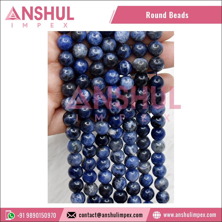 AAA Quality Natural Sodalite Gemstone 10mm Round Plain Loose Stone Beads Strands Beads at Bulk Market Price