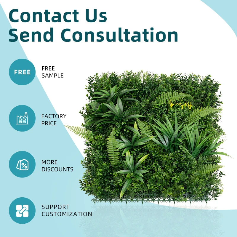 In Stock Living Wall Panels 3D Artificial Plant Wall Plastic Outdoor Green Lawn for Wall Hedge Privacy Screens Decor