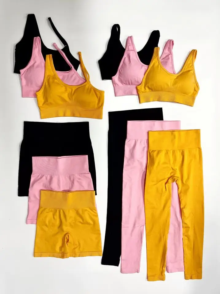 Gym Wear Set Women Sport Custom High Waist Leggings Bra Clothing Fitness Sexy Seamless Yoga Wear Set Clothes
