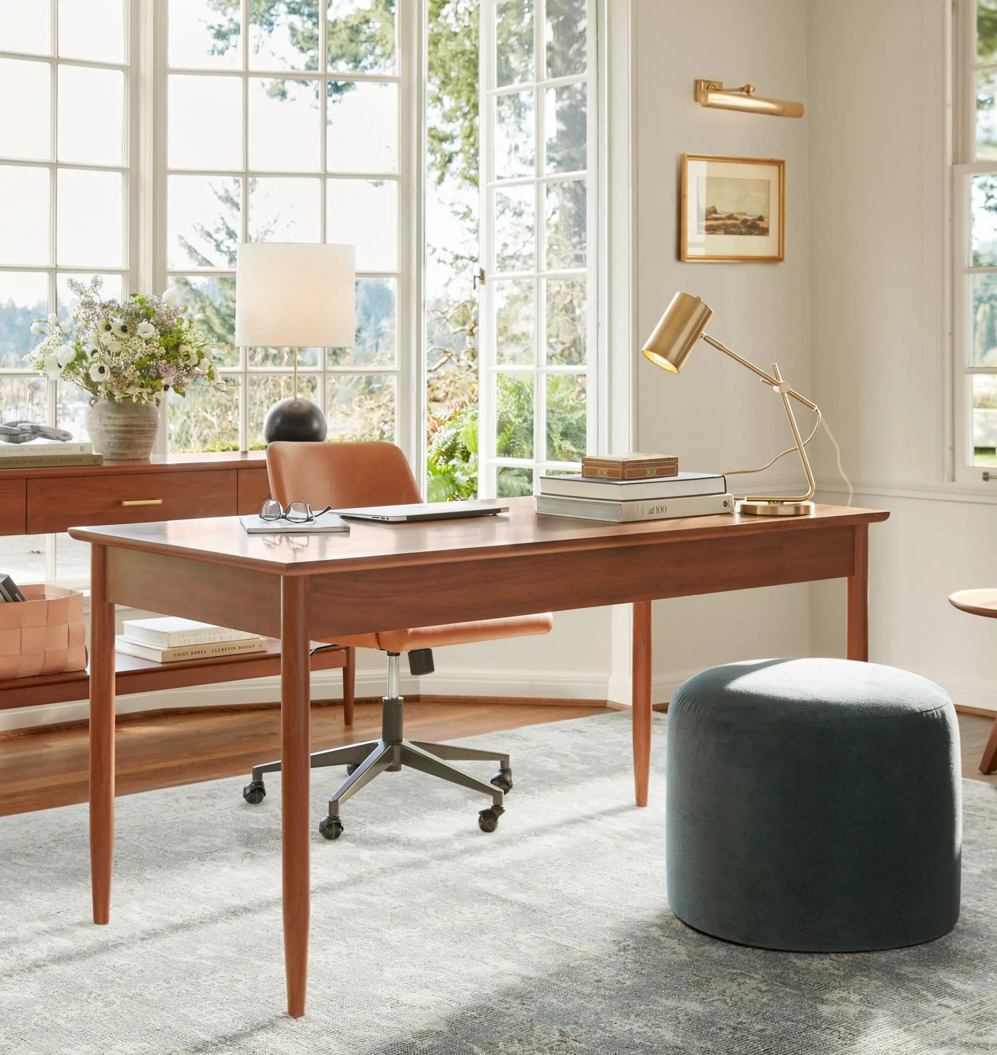 100% Premium Danish Mid century  Shaw Walnut Desk With rich Wooden Grain Texture