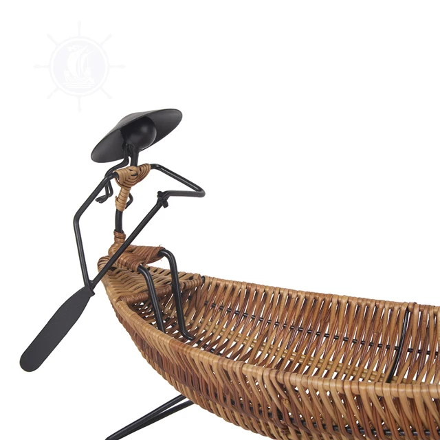 Уникальная азиатская корзина для лодок металлическая скульптура домашний декор из ротанга | Для стальной модели ручной работы подарок дома