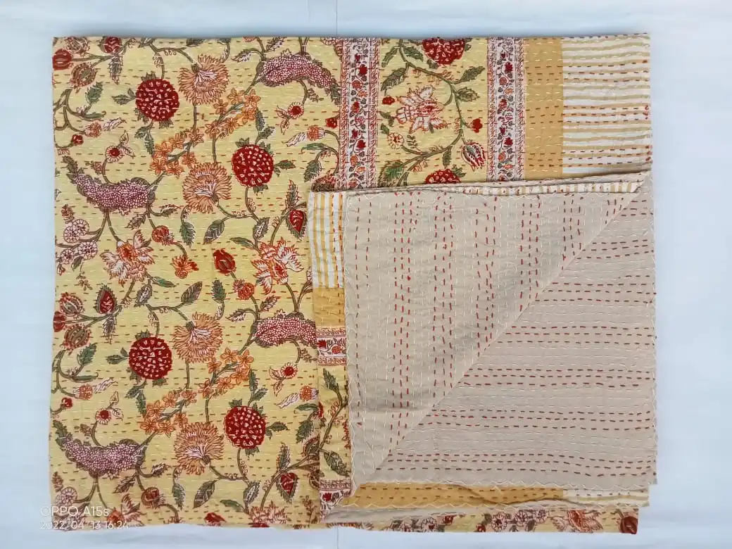 Индийское Покрывало Kantha ручной работы Queen King покрывало из