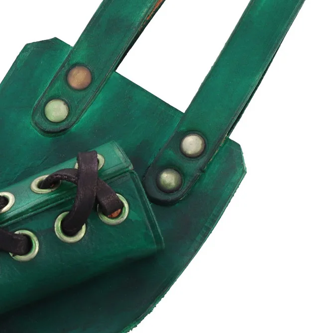 Wholesale Medieval Leather Short Sword Frog | Left Handed Sword Holder in Green Color | Veg Tan Cowhide Leather Sword Holster