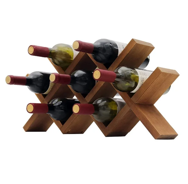Wooden Wine Rack Tabletop Modern Countertop hexagonal Wine Bottle Holder High Quality Wine Storage Fully Wooden Display Racks