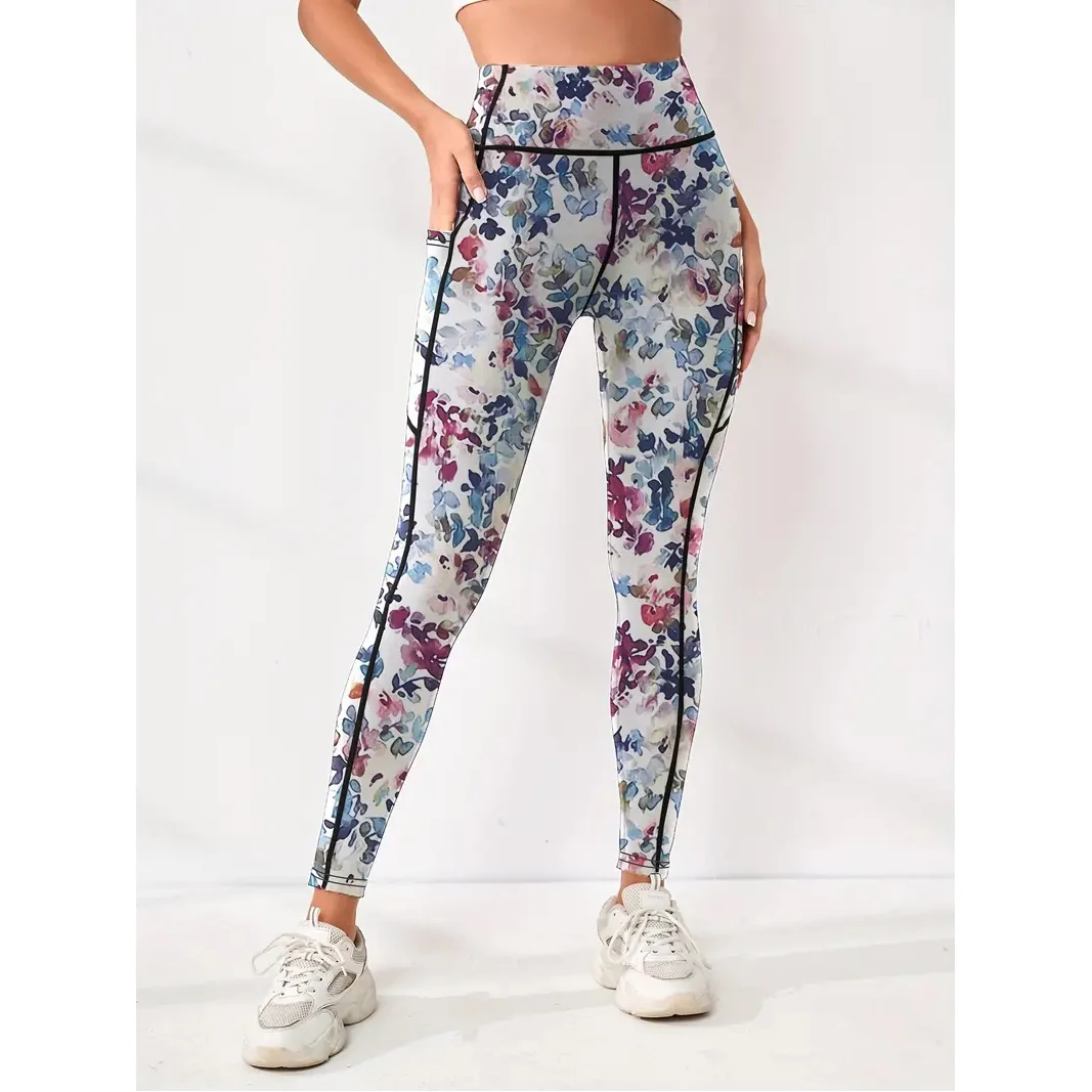 Factory Direct Sale Sublimation Leggings Workout Fitness For Women Running 4 Way Stretch High Waist Yoga Pants With Pocket