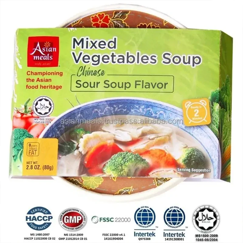 Best Selling Price Malaysia Halal Instant Mixed Vegetables Soup with Well-balance Freshness Sour Flavor