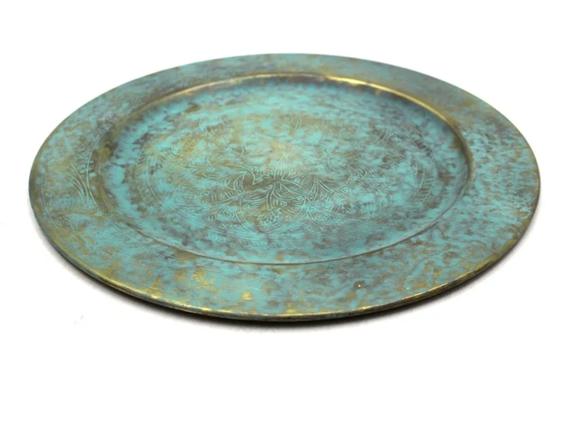 Nickel Antique Metal Grey Color Large Size Metal Charger Plate for Dinnerware Table Decoration Product Handmade