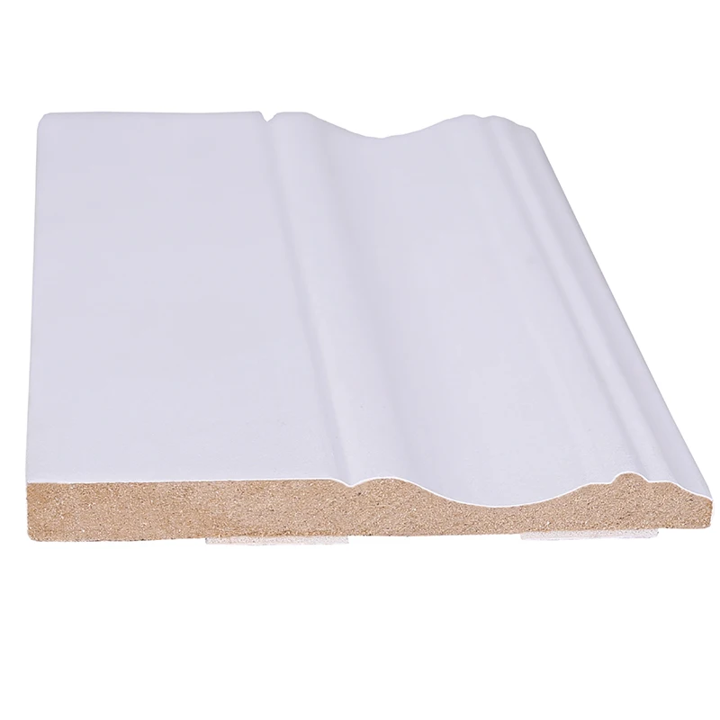 Factory Directly Supply Water Proof Timber White Primed MDF Baseboard Solid wood Baseboard Moulding Modern