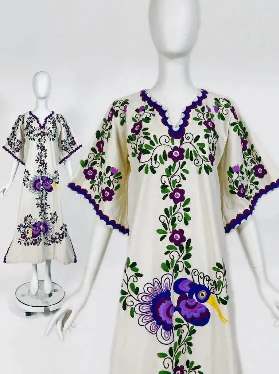 Embroidered Ukrainian Dresses Custom Designer V-Neck Open Front Fashion Party Wear Dress With Embroidery Work at Wholesale