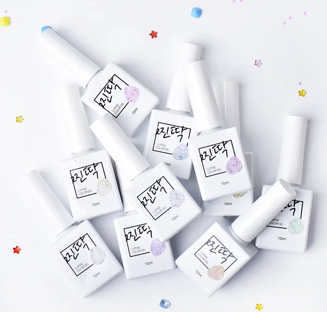 Made in Korea gel nail polish 10 Glitter Colors high quality high luminance JJINTTAK uv gel lamp 10ml