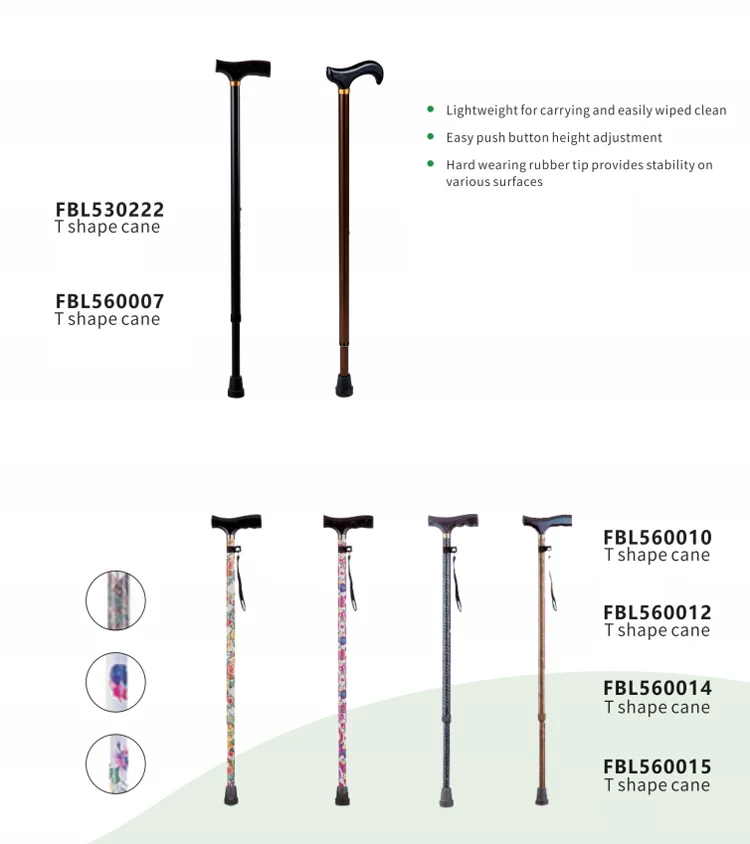 Aluminum Alloy Hiking Pole Printed Plastic Handle Folding Four-section Crutches Folding Cane for the Elderly Walking Stick