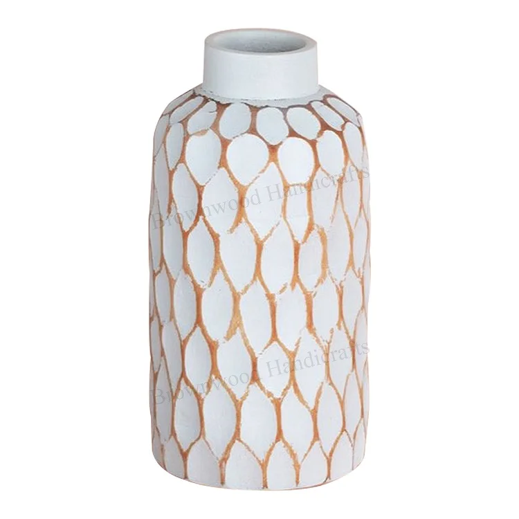 Элегантный новый стиль манго дерево ручной работы Настольный Декор цветы ваза деревянные резные вазы для украшения дома и подарки использовать