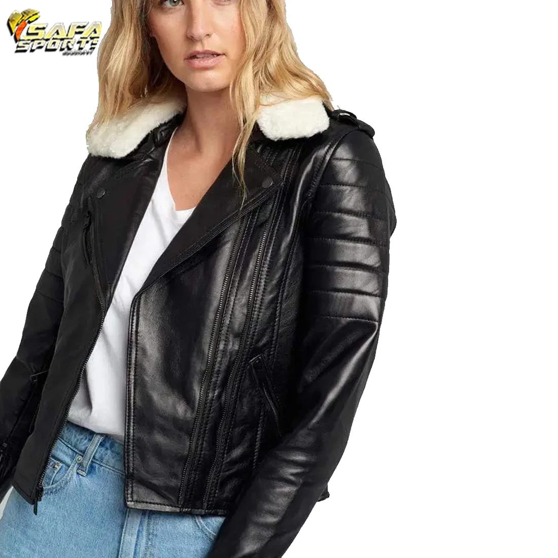 2024 Winter New Large Artificial Fox Fur Slim Pu Short Coat Women Thickened Inner Lining Faux Sheepskin Leather Jacket