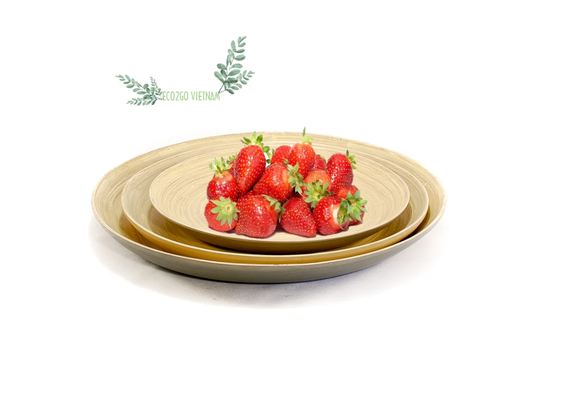 New Simple Style Eco-Friendly Bamboo Fiber Plate/ Natural Bamboo Plate Fruit Rice Salad Food Bowl