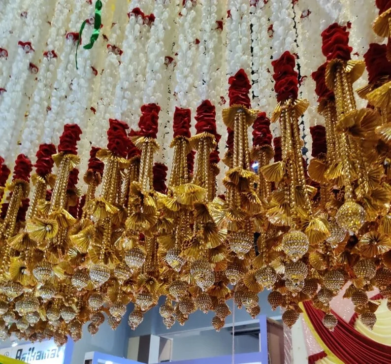 Jasmine With Rose Flower Beads Garland & Gota For Wedding Backdrop Pooja Wedding Gift Return Gift