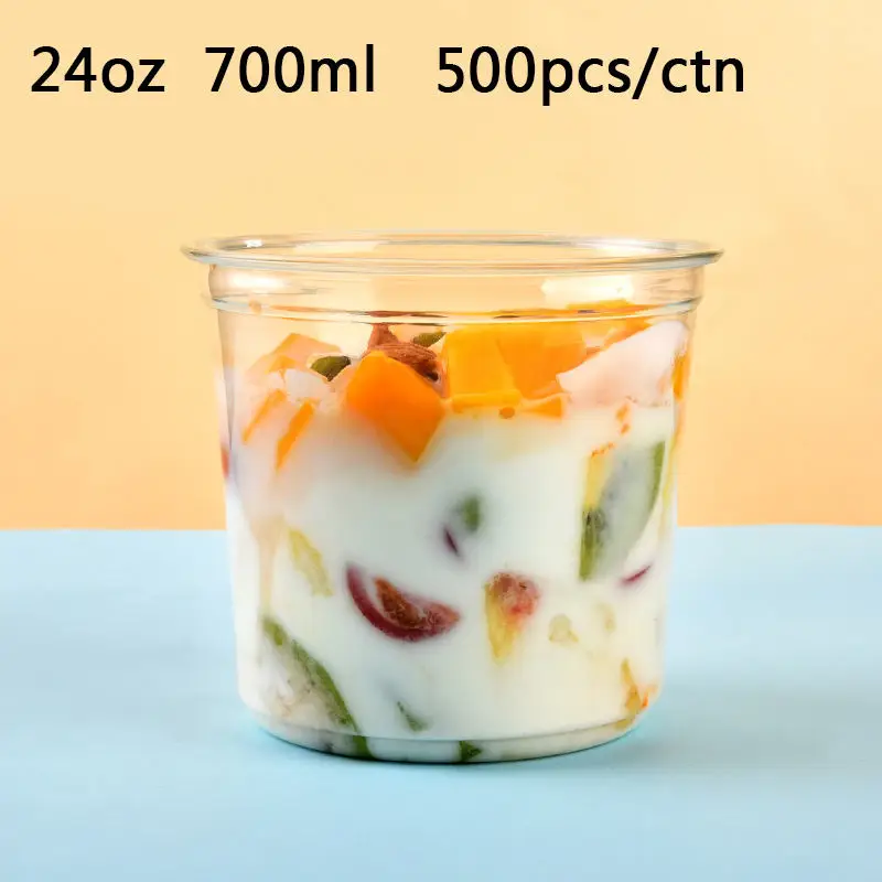 8oz,12oz 16oz 24oz 32oz Clear Disposable Fruit Ice Cream PET/PLA Plastic Dessert Salad Take Away Dessert Acai Bowl With Lid