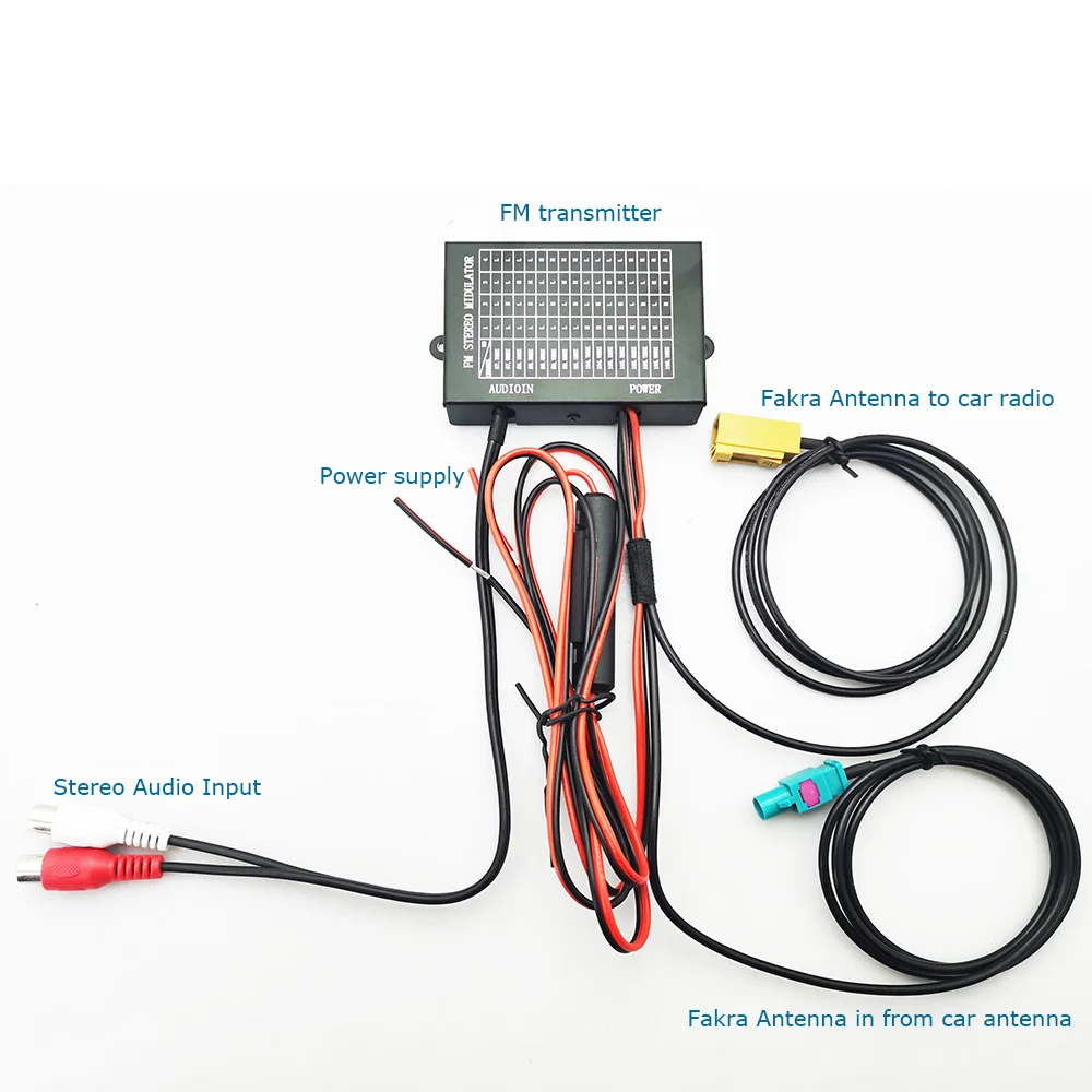 wire fakra FM transmitter for European original car 16 select frequencies FM stereo Modulator PLL cord not wireless