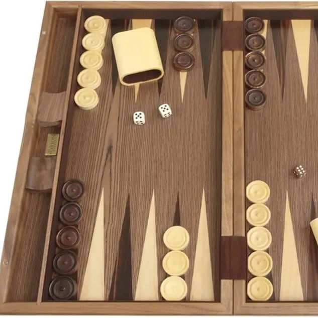 Sleek 19 Inches Wood Backgammon Set with Accessories Starburst Inlay Wholesale Wooden Games Supplies