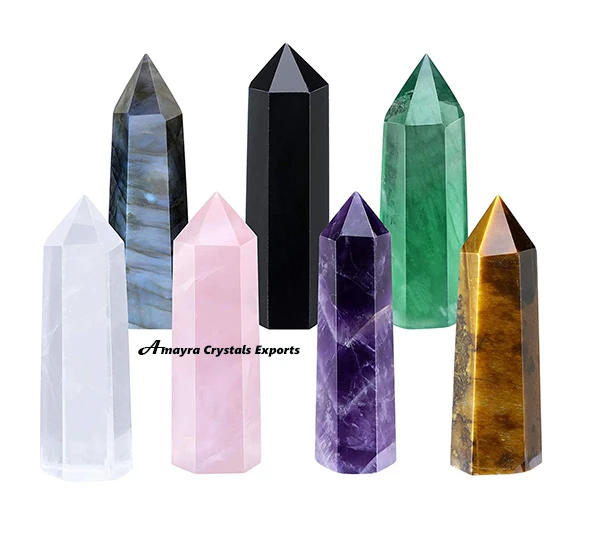 Gemstone Rhodonite Tower Obelisk Handmade Agate Points for Chakra Healing and Balancing Top Quality Crystal Wands From India