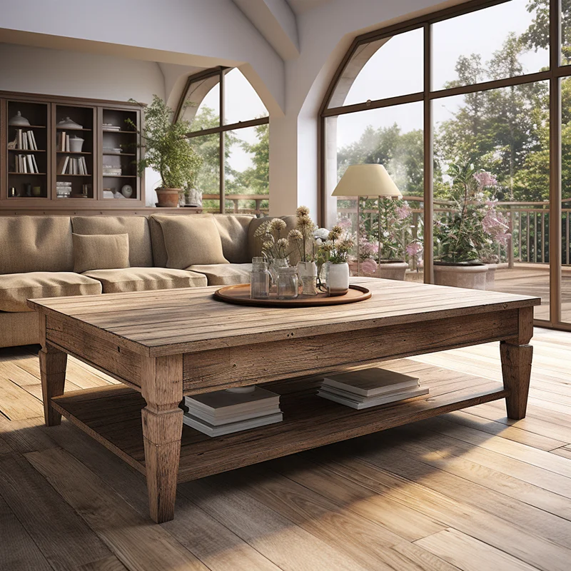 Mrs Woods Living Room Furniture Eco-Friendly Wooden Frame Round Coffee Table Tea Leisure Center