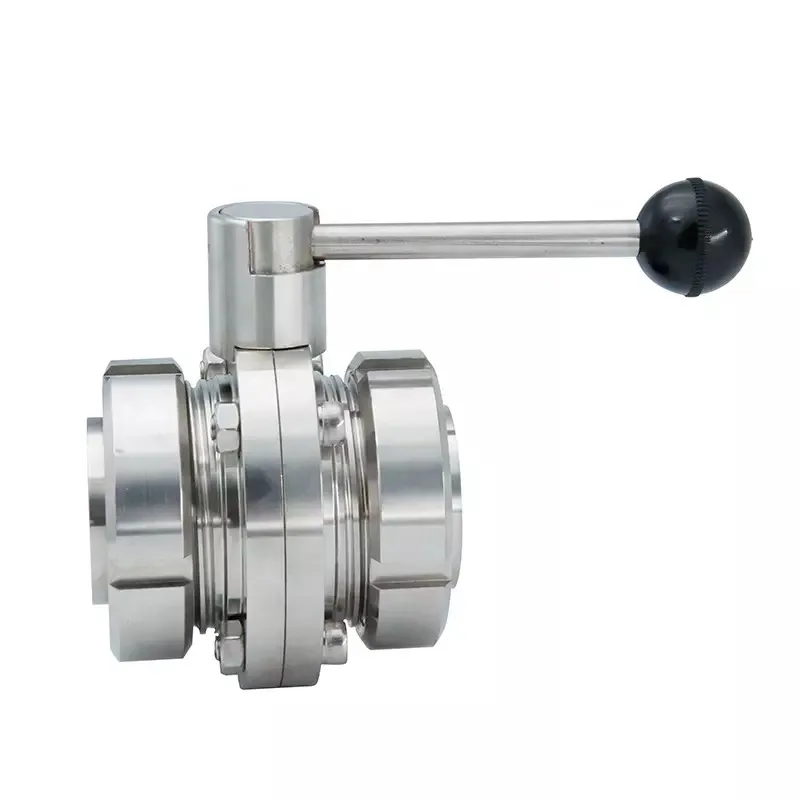 Sanitary Stainless Steel 304 Union End Butterfly Valve With Pull Handle Plumbing Materials