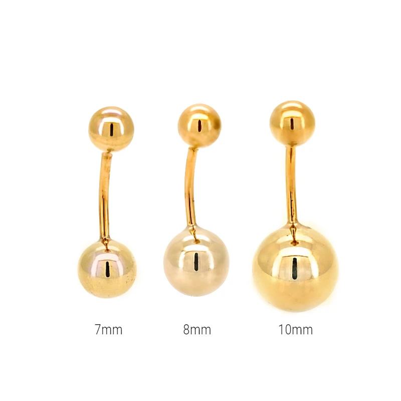 Wholesale Ball belly button piercing in 9k 10k 14k 18k real gold Navel piercings for women and men